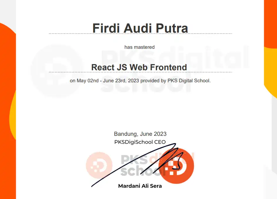Bootcamp React JS with PKS Digital School